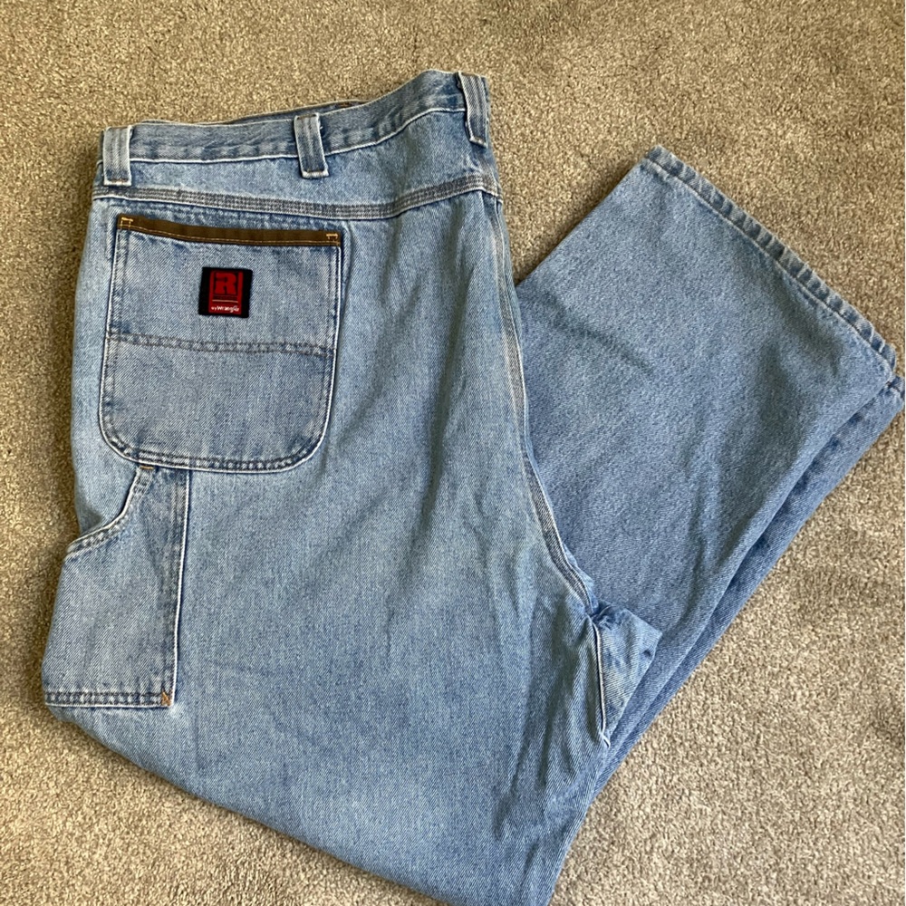 Wrangler Riggs Workwear durable carpenter jeans gusseted crotch outdoors 52X30
